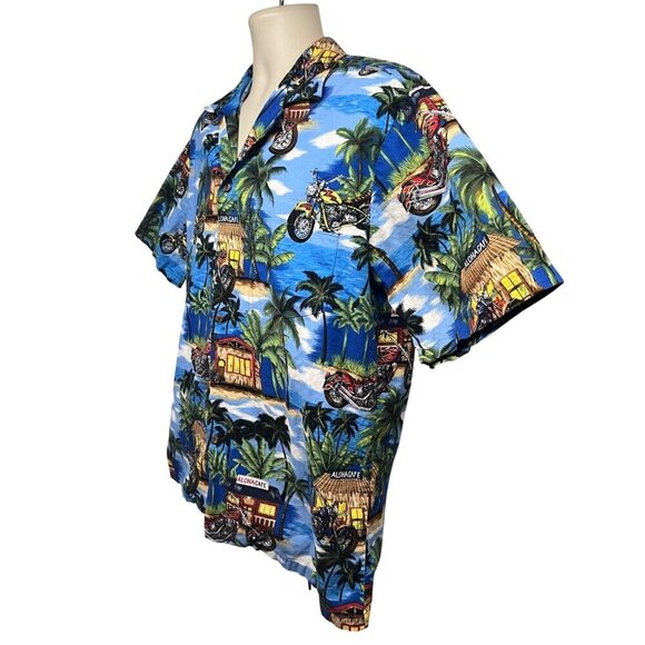 Aloha Republic Vintage Hawaiian Tiki Button Shirt Large Pocket All Over Print - Picture 3 of 9